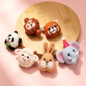Needle Felting Animal Brooch Kit | 6 Adorable Designs | Wearable Needle Felting