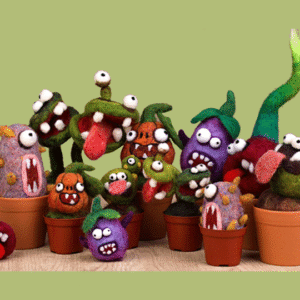 Halloween Felting Kit - Funny Monster Plant with Pot