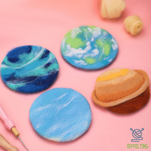 Wool Coaster Felting Kit - Make 4 Planet Drink Coasters