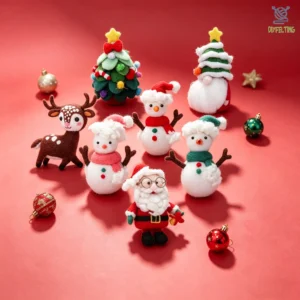 Christmas Felting Kit - Make Santa & snowman Doll Ornaments