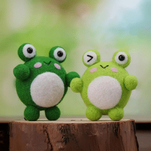 Felting Frog Kit - Make 2 Cute Green Frog Figures