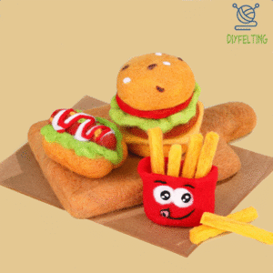 Needle Felting food Kits- DIY Hamburger, Fries & Hot Dog Craft