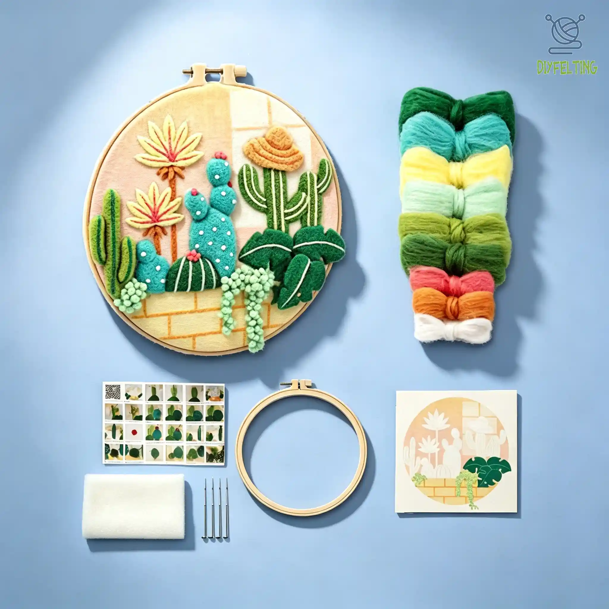 Felting Cactus Kit With Frame - 4 Styles, Beginner - Friendly - Image 4