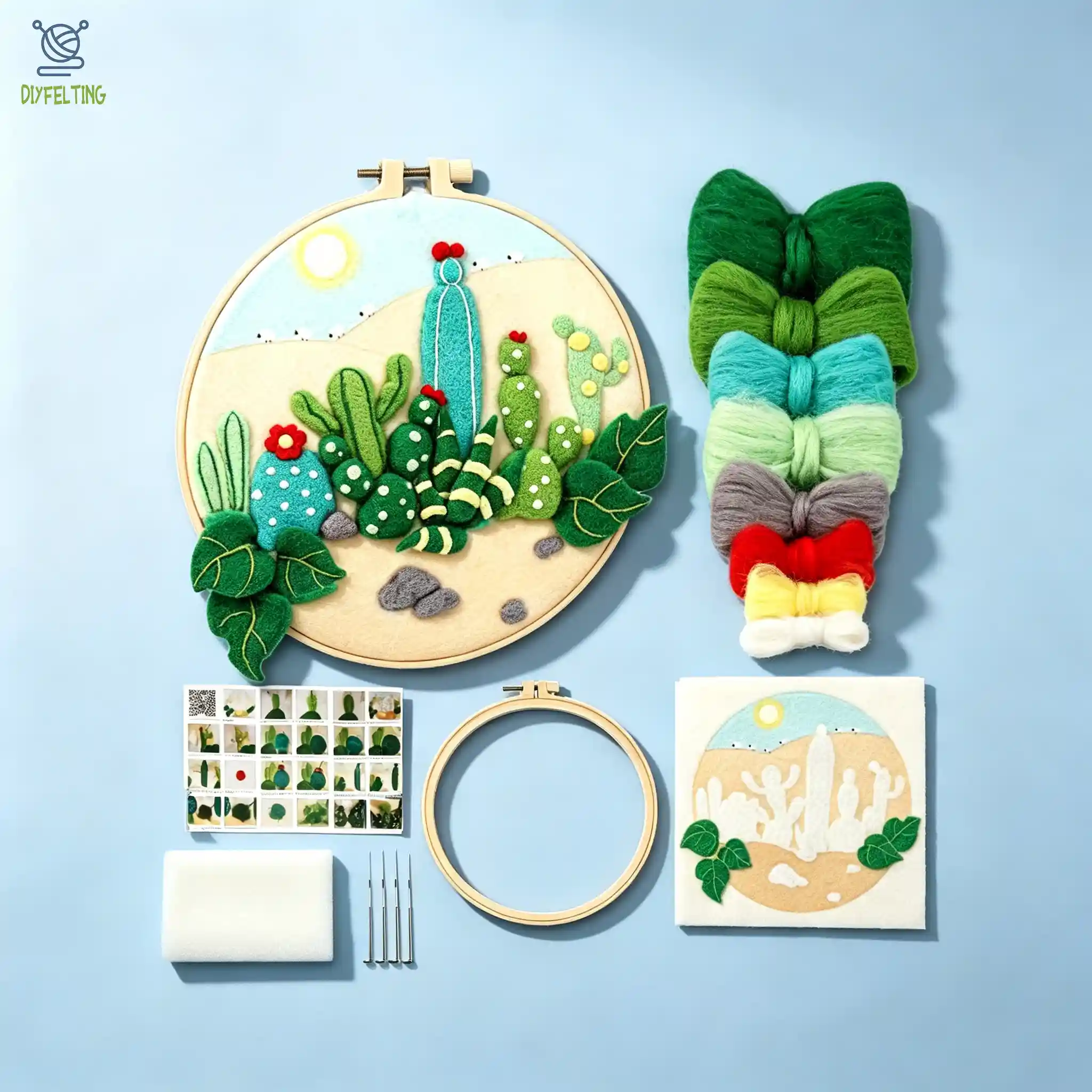 Felting Cactus Kit With Frame - 4 Styles, Beginner - Friendly - Image 3