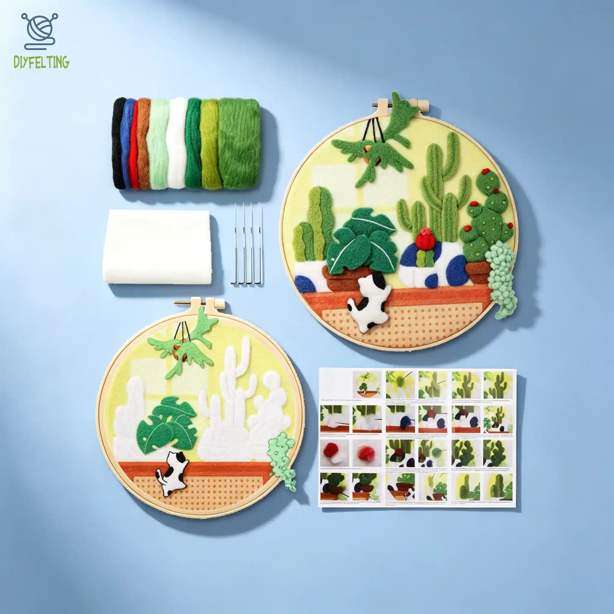 Felting Cactus Kit With Frame - 4 Styles, Beginner - Friendly - Image 2