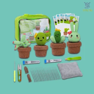 Felting Potted Cactus Kit - 4 - Piece Set for Beginners