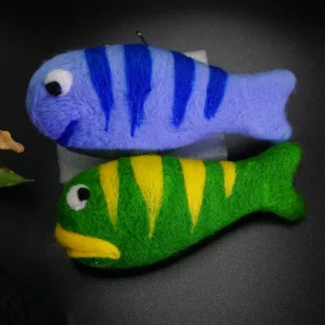 Handmade Wool Felted Fish Cat Toys – Set of 2 with Catnip & Sounds