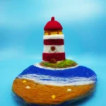 Lighthouse Wool Felted Coaster | 2-in-1 Coaster & Phone Stand