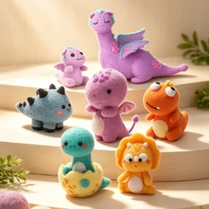 Adorable Dinosaur Felting Kit | DIY Felted Dino Keychain | DIYFELTING
