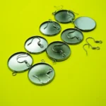 25mm Earring Pendant Tray with Ear Hooks – 8 Pcs, White K Gold