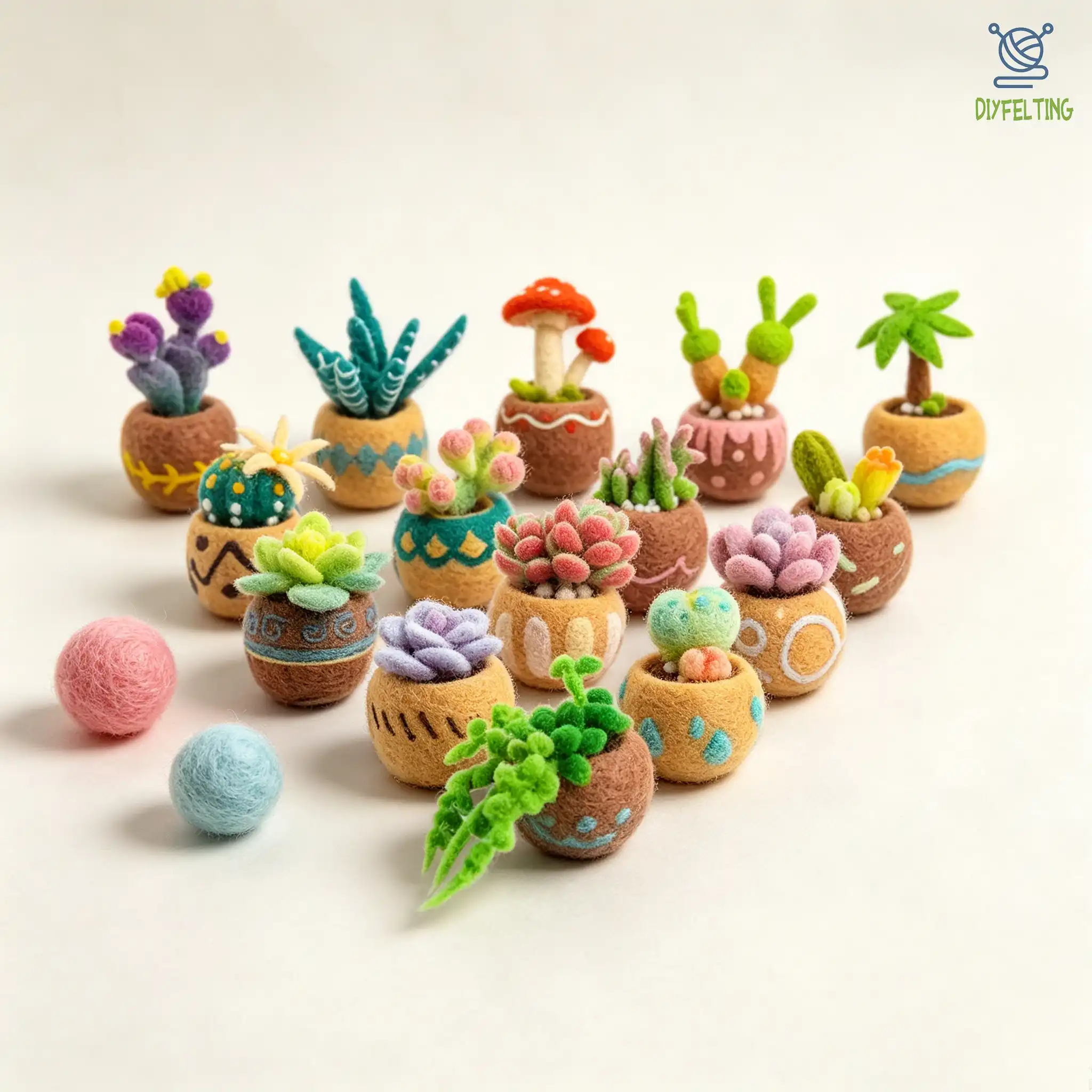 Succulent Needle Felting Kit | All-in-One 6, 9, 15-Piece Wool Felting Sets - Image 7