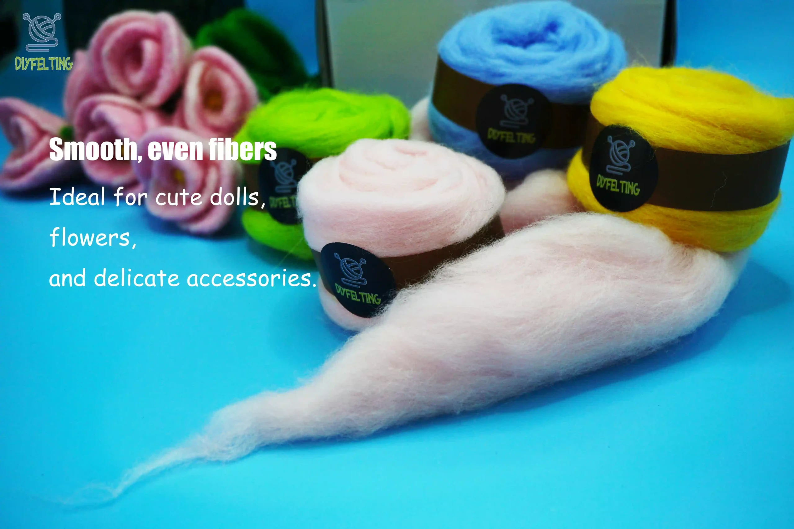Merino Wool Roving 21 Micron - 4 Color Felting Set - Image 9