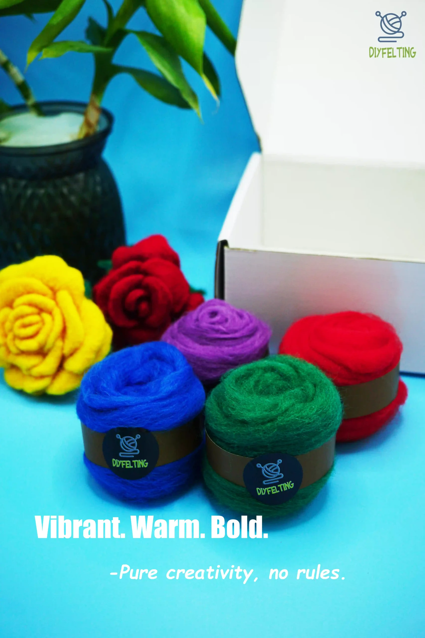 Merino Wool Roving 21 Micron - 4 Color Felting Set - Image 7