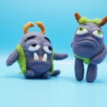 Handmade Monster Charm – Needle-Felted Ugly Cute Bag Charm & Desk Decor