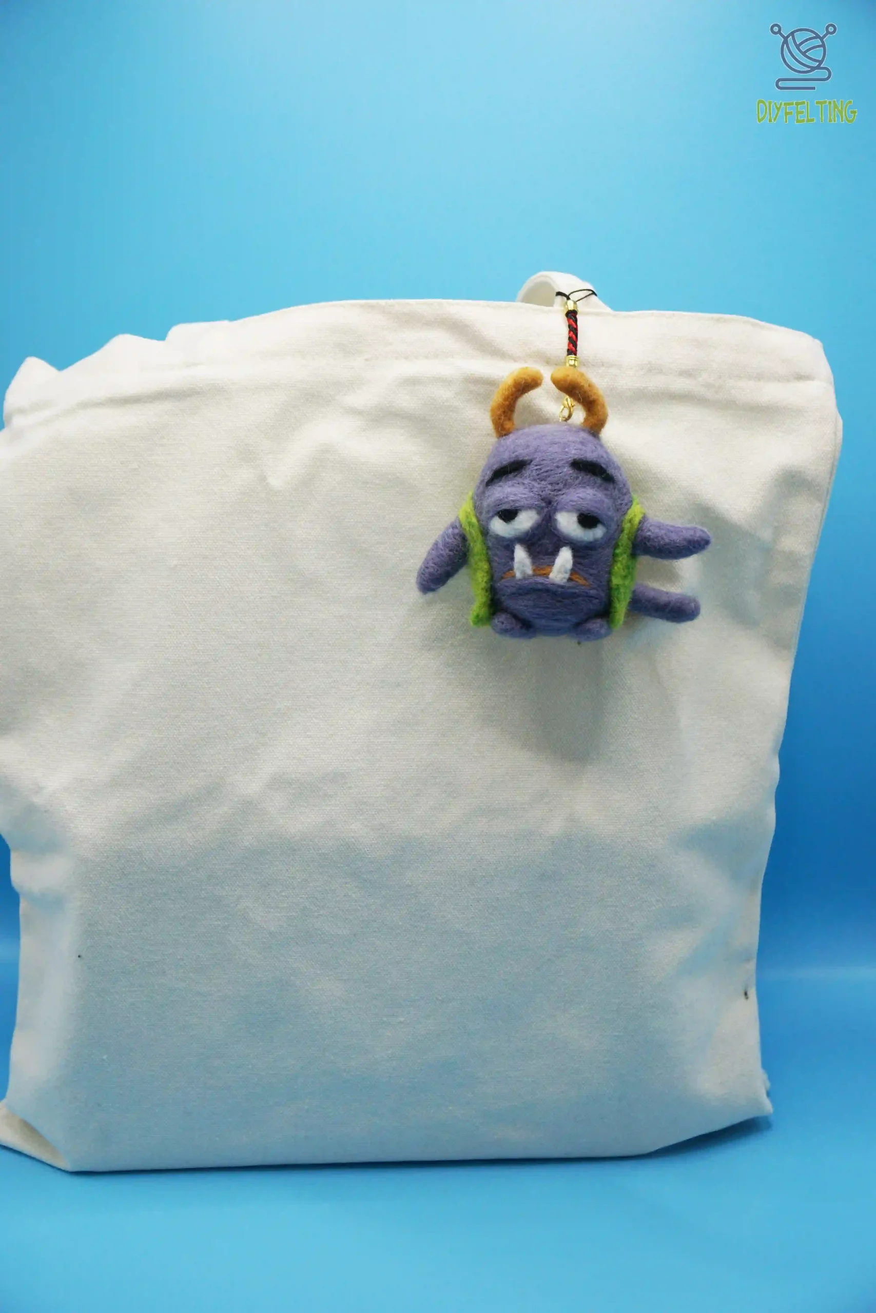 Handmade Monster Charm – Needle-Felted Ugly Cute Bag Charm & Desk Decor - Image 5