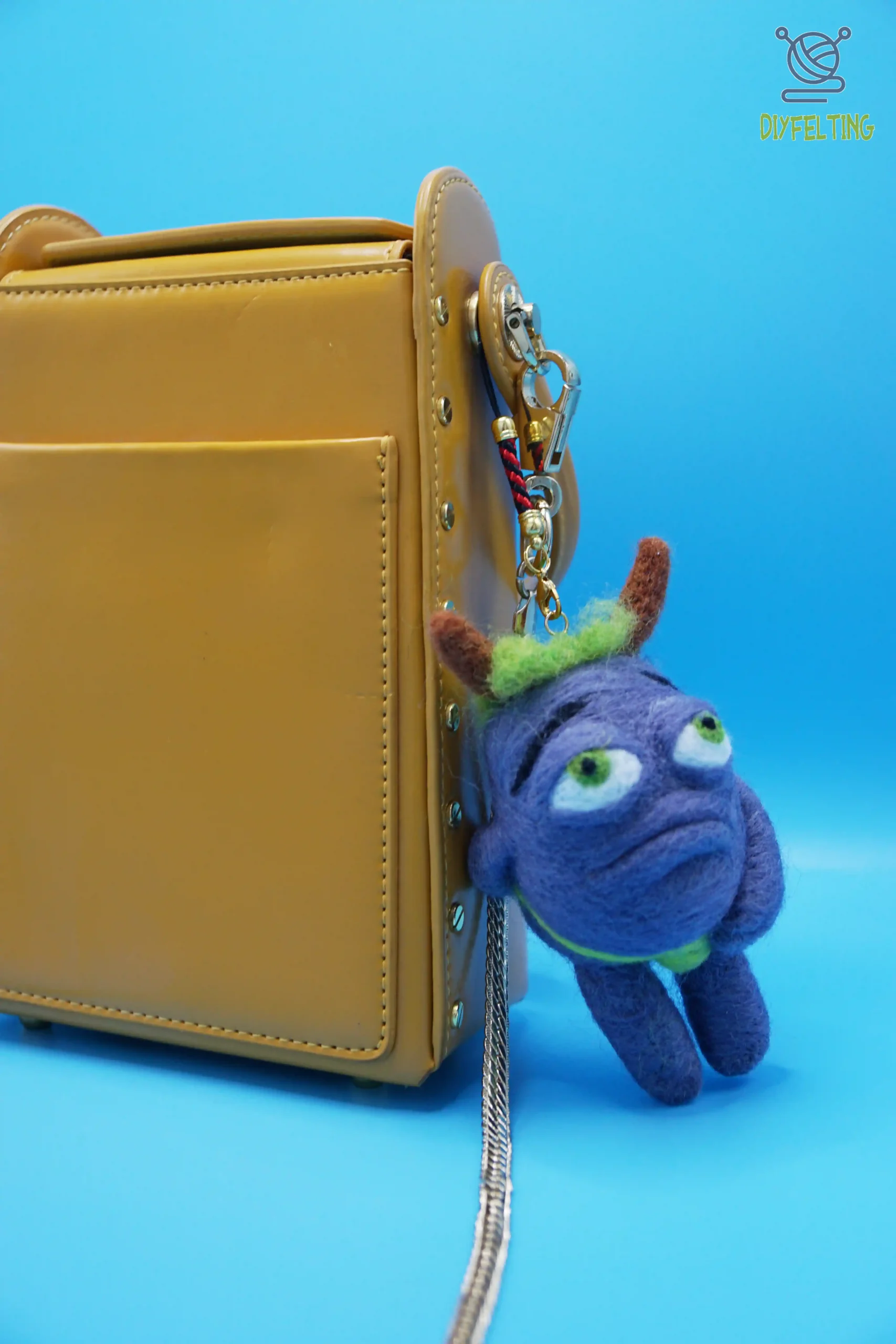 Handmade Monster Charm – Needle-Felted Ugly Cute Bag Charm & Desk Decor - Image 7