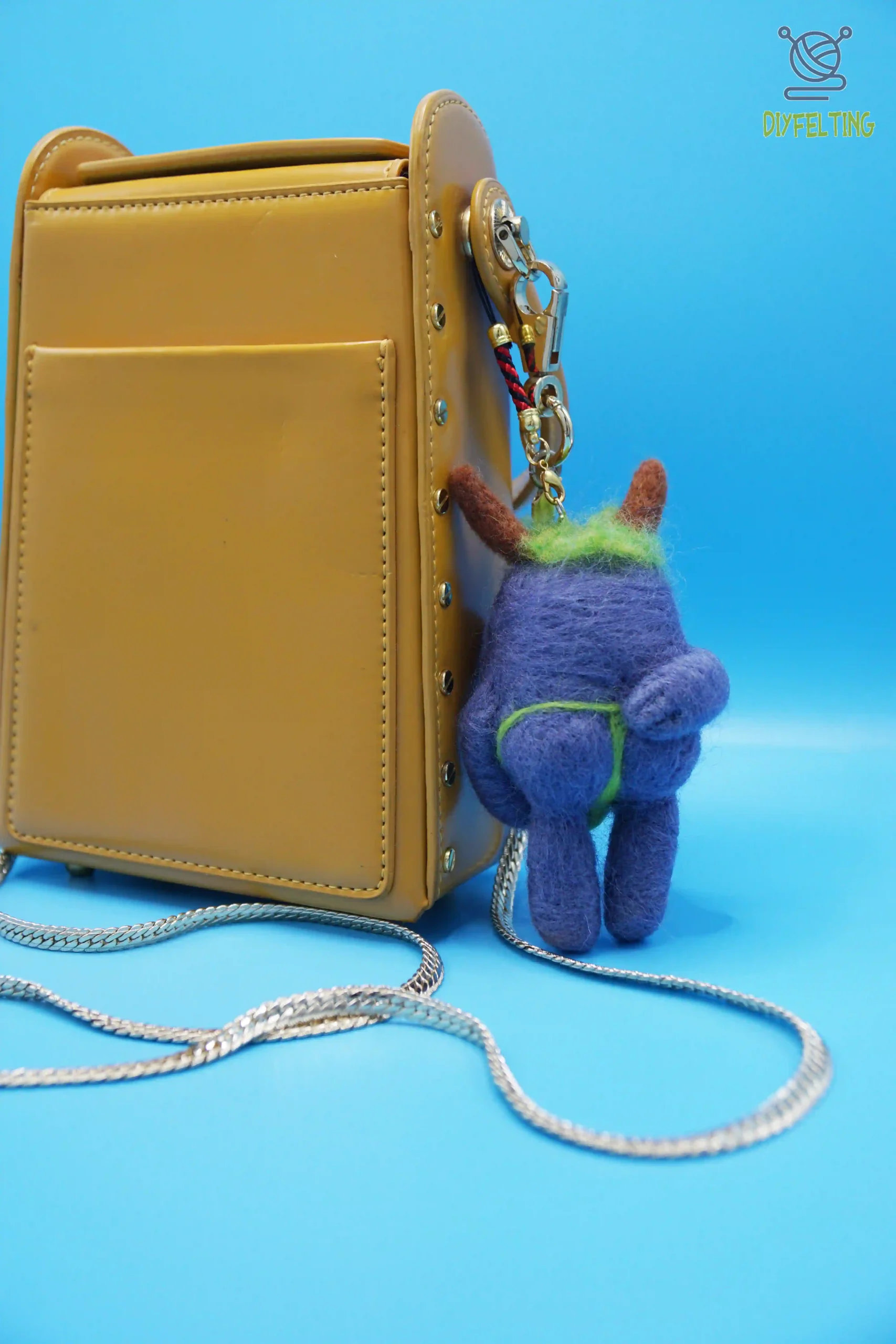 Handmade Monster Charm – Needle-Felted Ugly Cute Bag Charm & Desk Decor - Image 9
