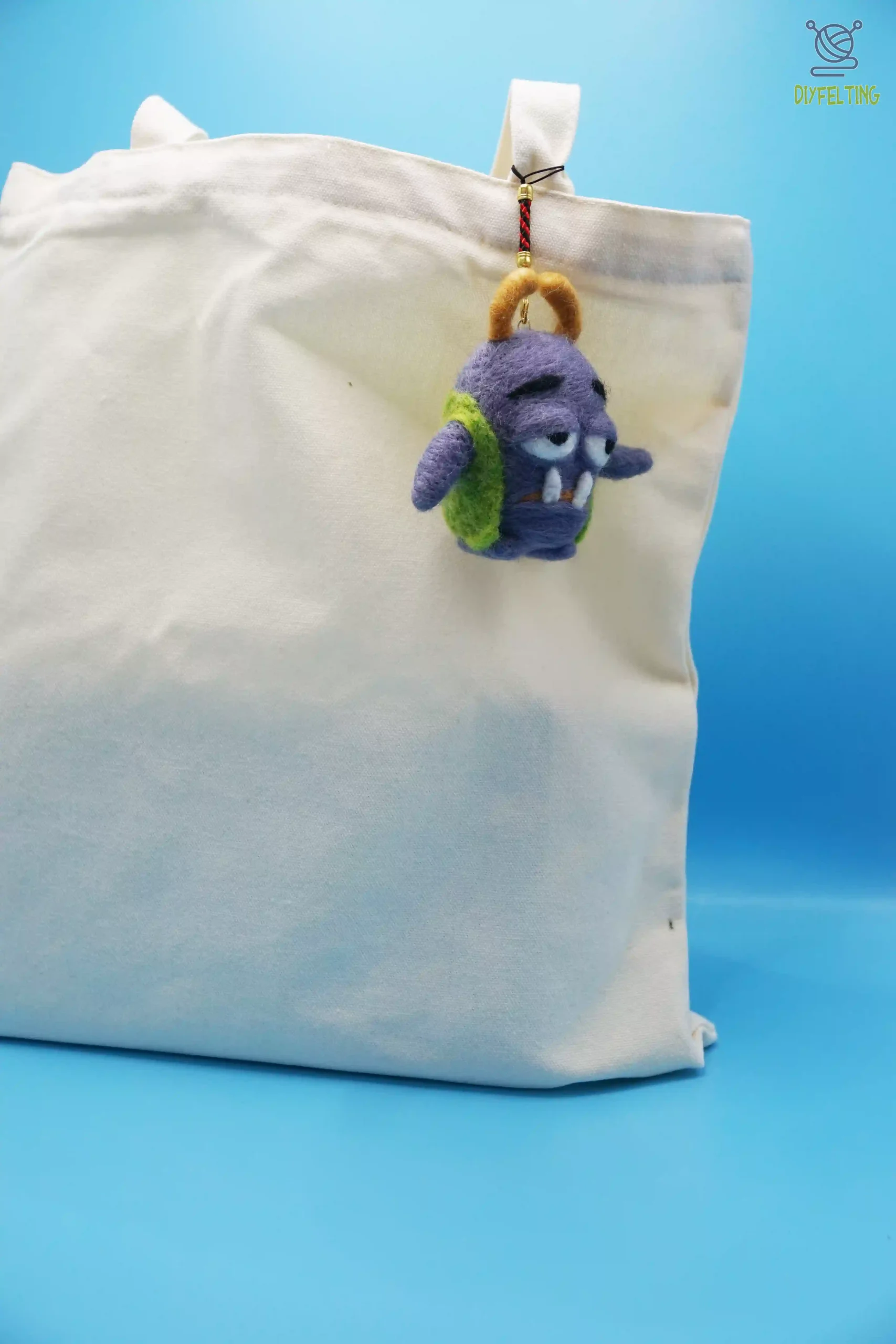 Handmade Monster Charm – Needle-Felted Ugly Cute Bag Charm & Desk Decor - Image 6