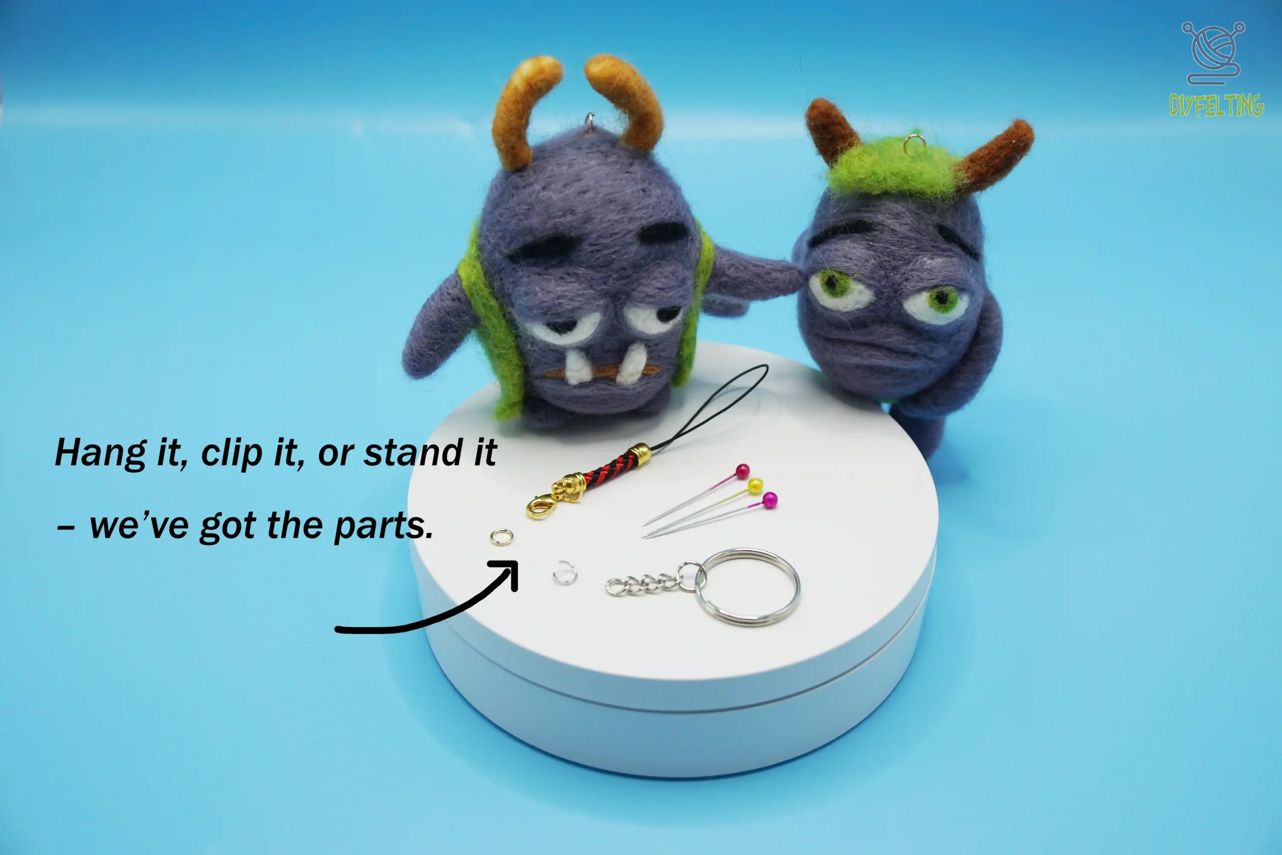 Handmade Monster Charm – Needle-Felted Ugly Cute Bag Charm & Desk Decor - Image 4